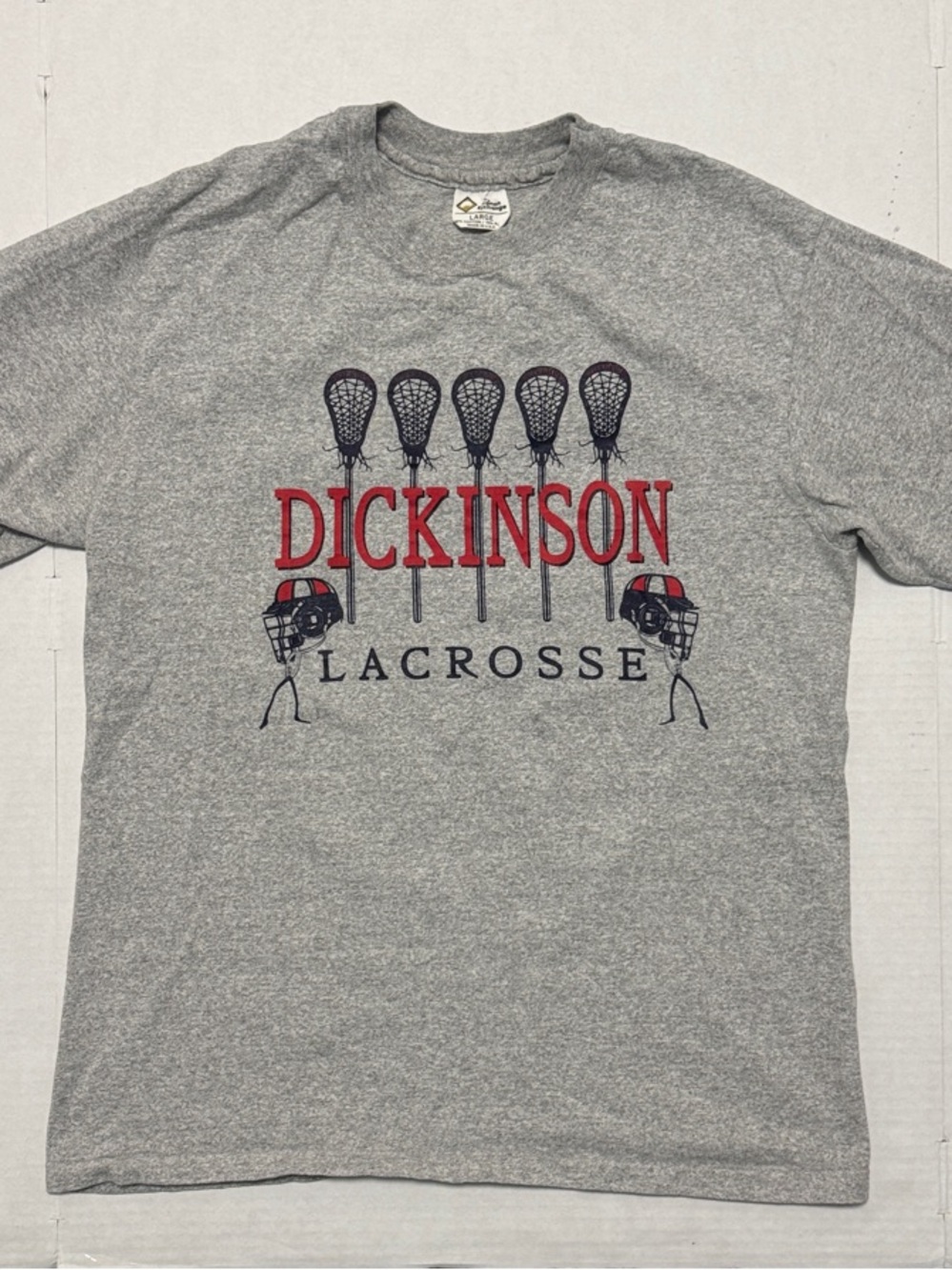 Vintage Cotton Exchange USA Dickinson Lacrosse Gray Graphic Tee - Men's Lg